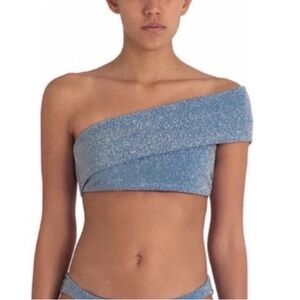 New! Baobab goa top glossy blue bikini top one shoulder 10213